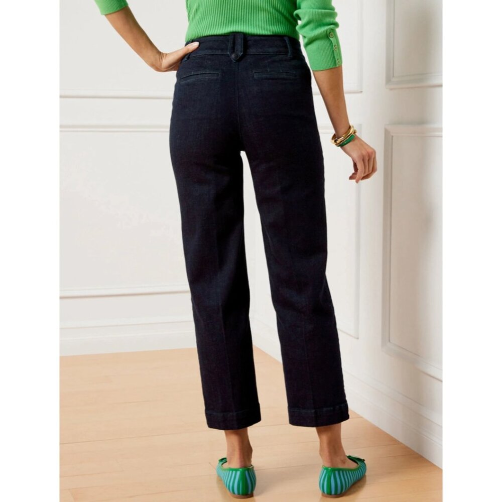 NWOT TALBOTS Womens' Marina Dark Wash Cropped Straight Leg Sailor Jeans Size 16 - Picture 3 of 9